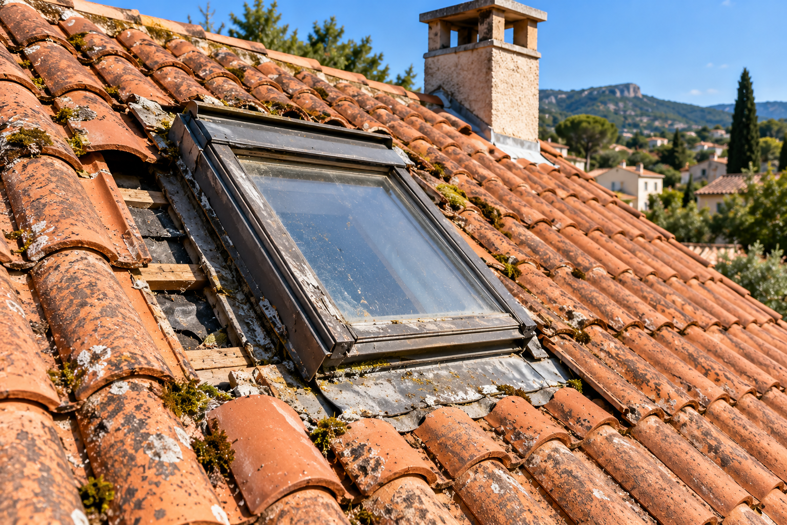 Ancienne fenêtre de toit avant remplacement